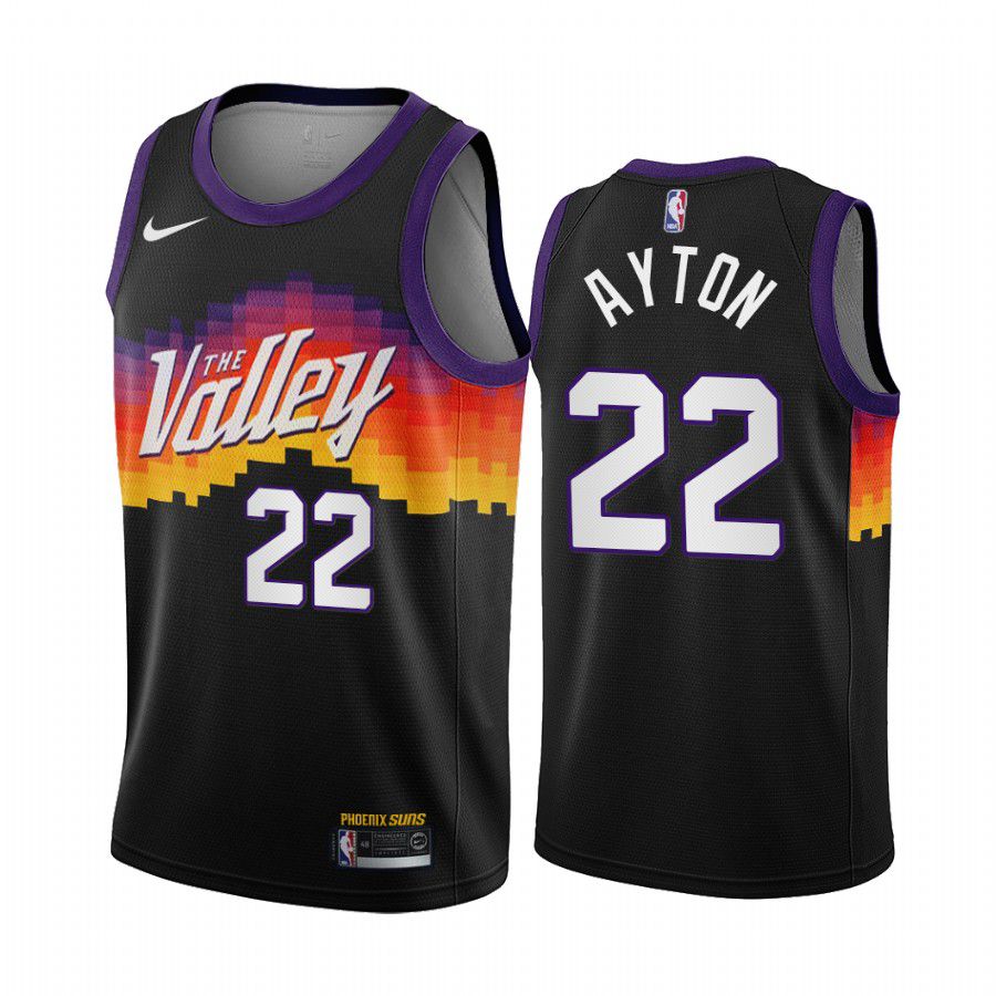 Men Phoenix Suns #22 deandre ayton black city edition the valley 2020 nba jersey->phoenix suns->NBA Jersey